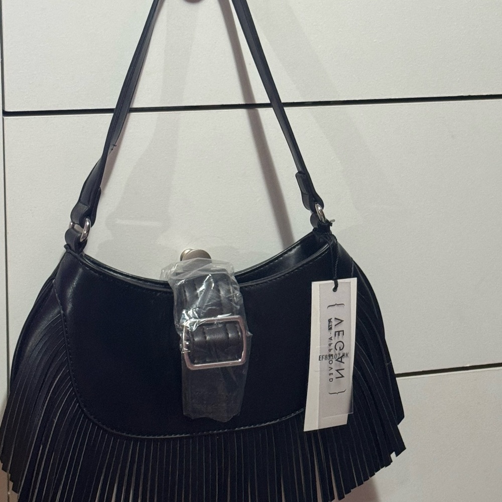 Black Fringe Shoulder Bag